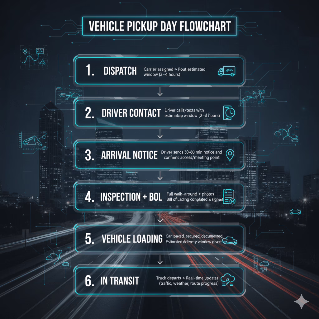 Diagram — The Pickup-Day Journey: Start to Finish