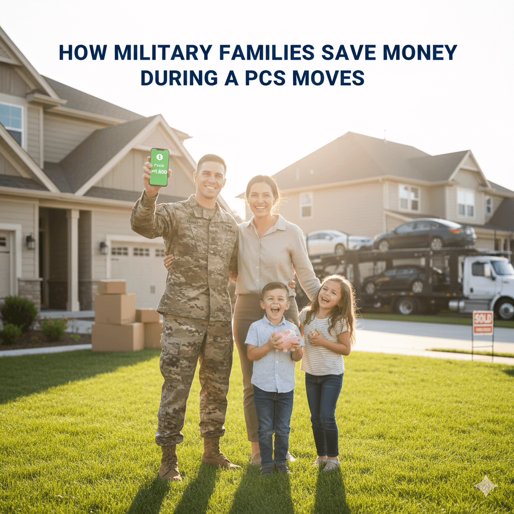 Military family preparing for a PCS move while planning costs and car shipping options