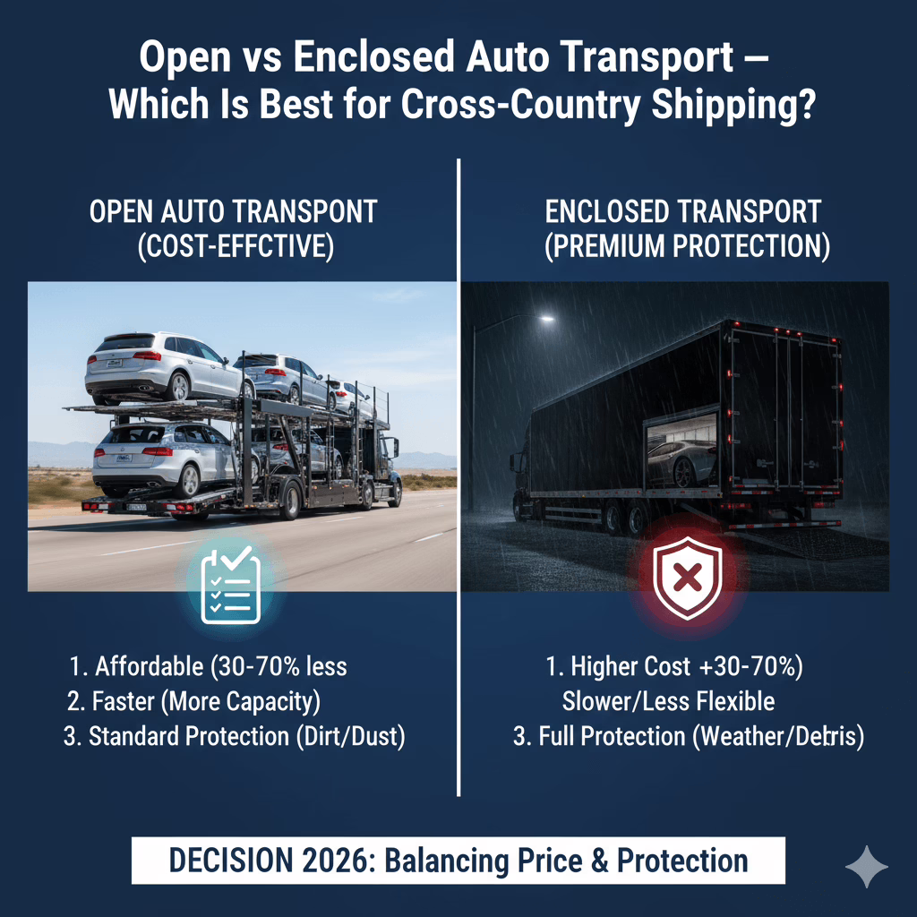 Open vs Enclosed Auto Transport — Which Is Best for Cross-Country Shipping?
